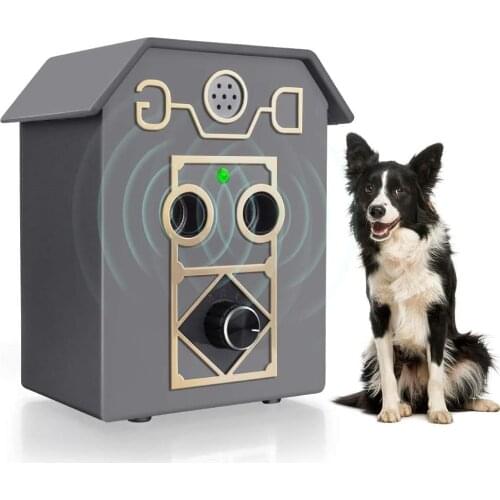 Outdoor Durable Dog Repeller Waterproof Dog Barking Deterrents with Adjustable Level Sonic Bark Up to 50 Ft Range Safe for Dogs