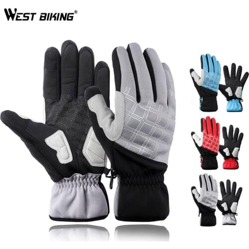 WEST BIKING Cyling Gloves Thick Windproof Gel Touch-screen Sports Gloves Motorcycle Bike Ski Gloves Men Women Winter Gloves