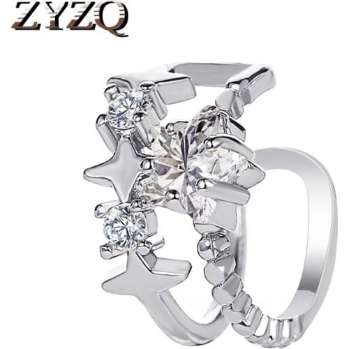 ZYZQ European and American Style Simple Double Star Ear Bone Clip Five-Pointed Star Earless Pierced Earrings