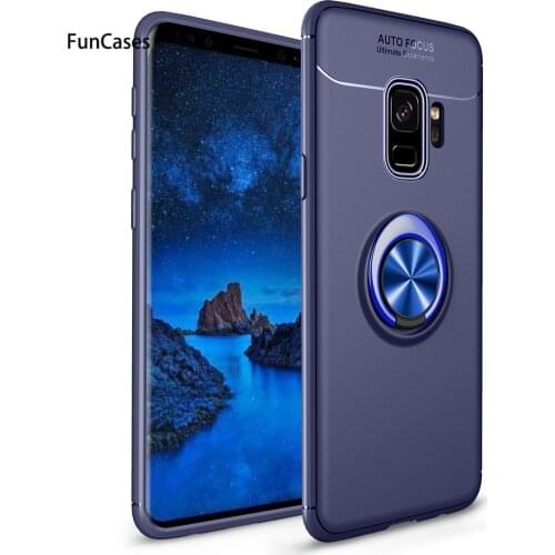 Luxury Cases For estuche Samsung S9 Plus Telefoon Metal Ring Bracket Soft TPU Capa Cover Samsung Galaxy estojo S9 Plus samsunp
