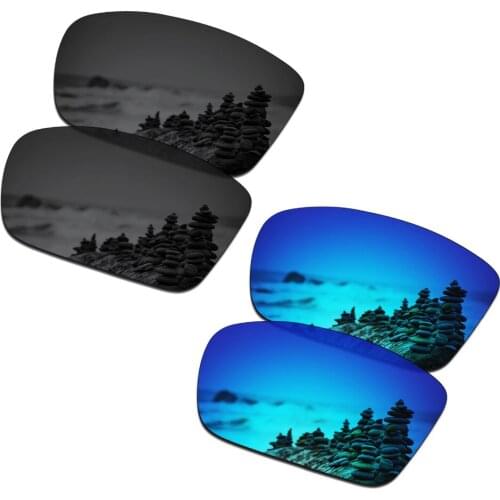 SmartVLT 2 Pairs Polarized Sunglasses Replacement Lenses for Oakley Conductor 6 Stealth Black and Ice Blue