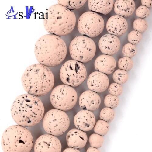 Light Pink Hematite Lava Stone Natural Stone Matte Round Beads For Jewelry Making 4-12mm Spacer Loose Beads Diy Bracelets 15"