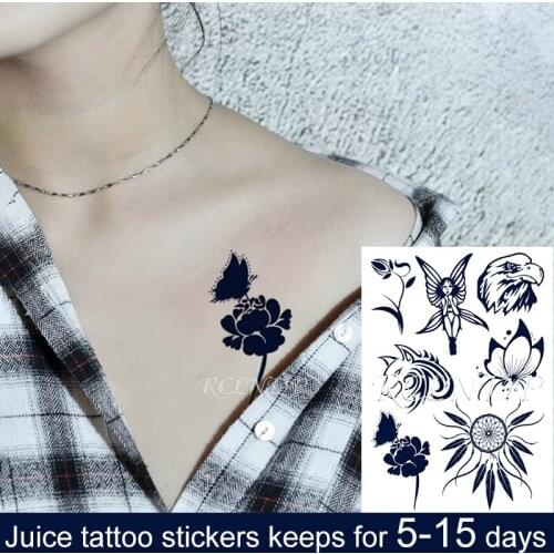 Waterproof Temporary Juice Tattoo Sticker Flower Butterfly Eagle Girl Animal Tatto Flash Tatoo Fake Tattoos Art for Men Women