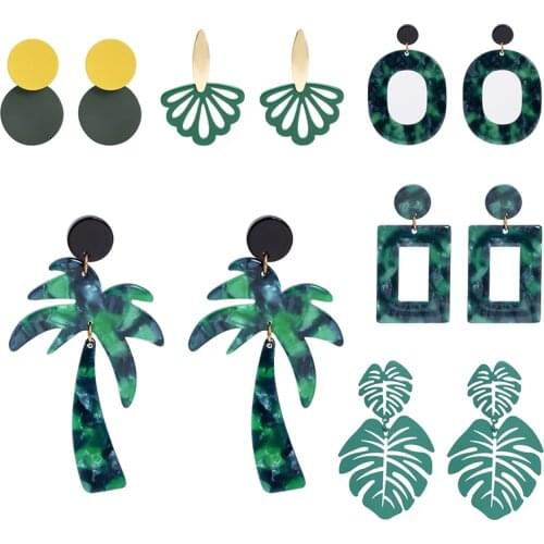 WYBU Coconut Tree Earrings Leaf Long Earrings Acetate Banana Leaf Earrings Ladies Party Jewelry 2021 New Earrings