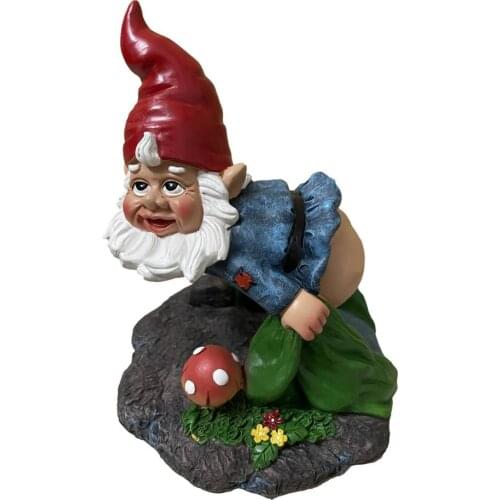 Funny Gnome Shit Statue Garden Resin Figurine Desktop Decor Gnome Pooping Statue Drain Pipe Decoration Miniature Dwarf Statue