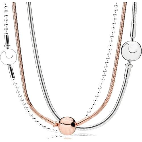 Rose Gold Sphere Clasp ESSENCE Collection Beaded Necklace For Women Wedding Gift Europe Jewelry 925 Sterling Silver Necklace