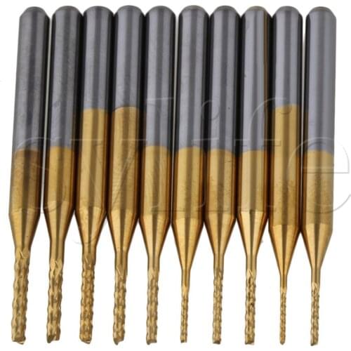 0.6-1.5mm Corn Teeth TiN Coated Carbide Milling Engraving Bits Pack of 10