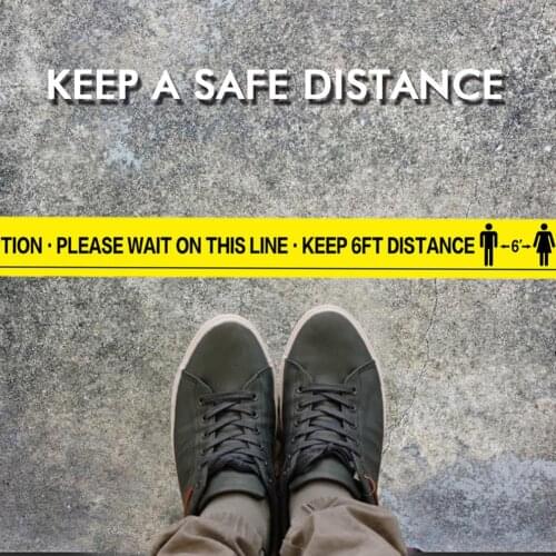 1/4/6 Pcs Social Distancing Tape Floor Safety Tape Social Safe Distancing Floor 6FT DISTANCE Social Distancing Tape Floor Decals