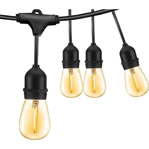 Outdoor S14 String Lights 10/20PCS Edison Plastic LED Bulbs DC24V Patio Hanging Fairy Garland Lights for Porch Market Cafe Decor
