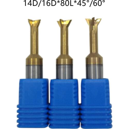2PCS 14 16*80mm solid tungsten carbide dovetail 45/60 angle coating end mill,milling cutter cnc cutter bits