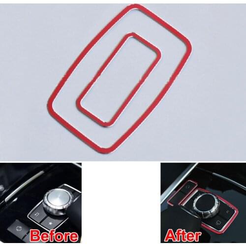 2pcs Aluminum Multimedia Switch Console ES Button Cover Trim For Benz E Class E200 E250 E300 E350 E400 E500 E63 AMG 2012-2016