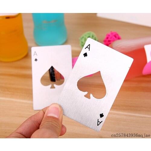 200pcs Customize Stainless Steel Beer Opener Poker Playing Card of Spades Soda Bottle Cap Opener Bar Tools