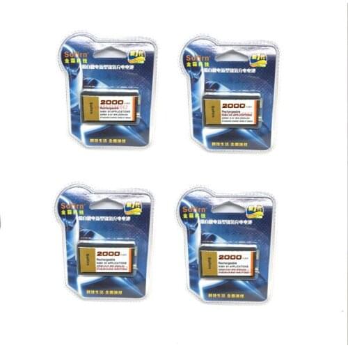 4PCs/lot Large-capacity 2000mAh 9V rechargeable battery 9 volt Ni-MH battery for Microphone