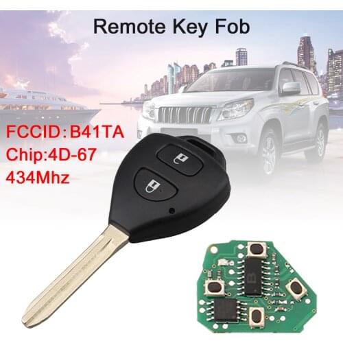 434Mhz 2 Buttons Car Remote Key Fob with 4D67 Chip B41TA Fit for Toyota Hilux/Yaris 2005 2006 2007 2008 2009