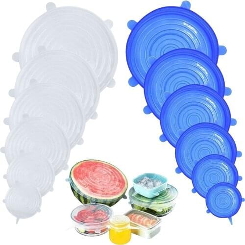 6PCS Silicone Lids Universal Food Wrap Bowl Pot Lids Kitchen Silicone Cover Pan Lids Cooking Home Accessories Gadget Sets