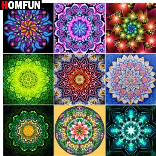 HOMFUN Diamond Painting Full Square/Round Diamond "Mandala flower" Pattern Embroidery Cross Stitch 5D Rhinestone Painting
