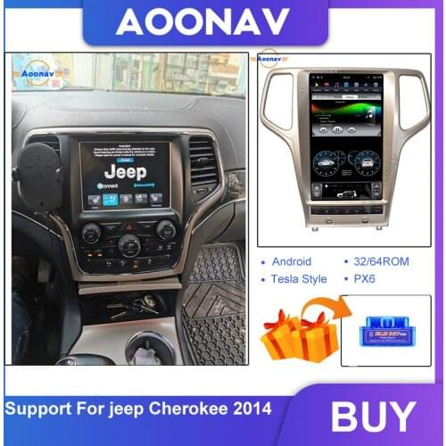 Car HD Tesla vertical touch screen 2 din stereo receiver GPS For JEEP Grand Cherokee 2014 autoradio Radio Multimedia Player