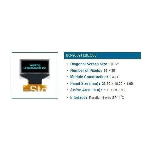 FREE SHIPPING 10PCS/LOT 0.82" inch 96*39 9639 Blue OLED Display Module UG-9639TLBEG03 Light Beads