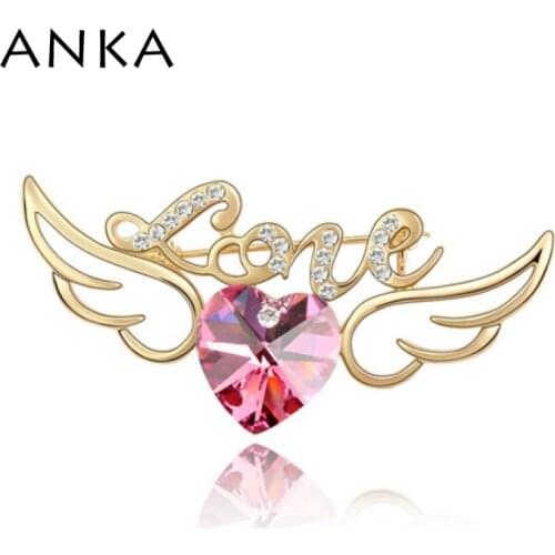 ANKA Jewelry Brooches Wedding Dress Allergy Free Rose Color Plated Perfumes Brooch Main Stone Crystals from Austria #85256