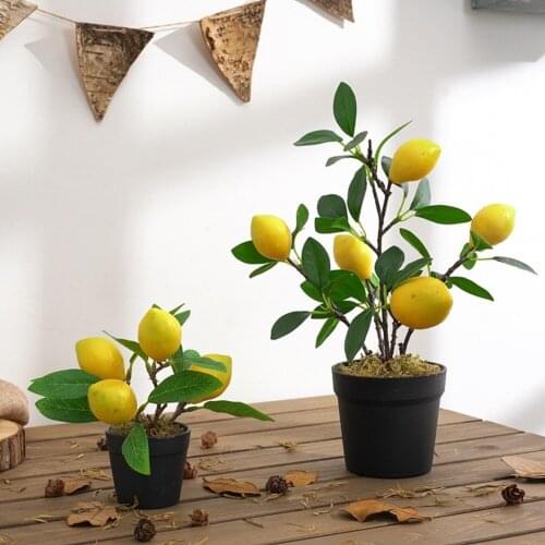 Artificial Fruit Trees Simulation Lemon Pomegranate Bonsai Fake Lemon Tree Home Decoration Potted Plant Living Room Ornament