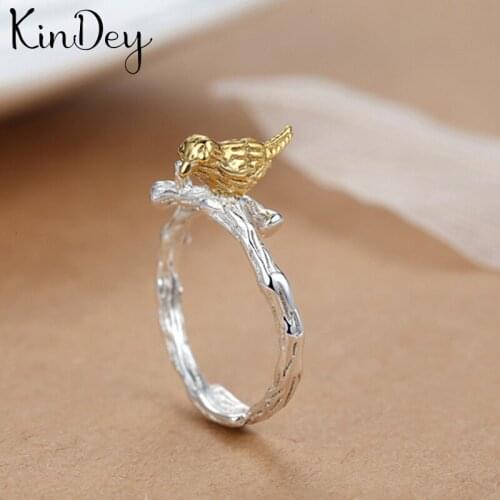 Kindey Punk Personality Silver Color Bird Rings For Women Engagement Jewelry Girls Open Finger Rings