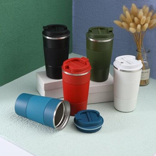 Mug Coffee Cup with Cover Stainless Steel Silicone Coffee Insulated Water Cup Portable Outdoor Hot Water Coffee Cup Office Gifts