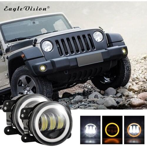2Pcs 4Inch Round Led Fog Lights 3000K yellow Off Road Fog Lamp For Jeep Wrangler JK TJ LJ Grand Cherokee Car Headlights Dropship