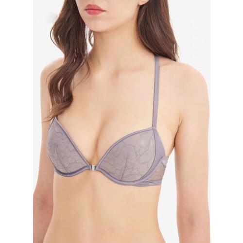 Front buckle steel ring gathered ladies underwear sexy bra set pure color lace beautiful back plus size ladies lingerie panty