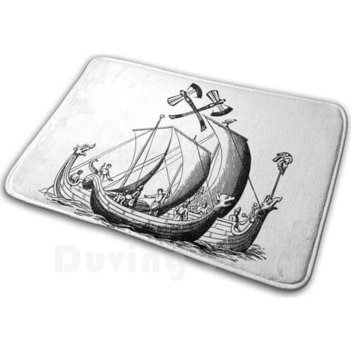 Viking Ship Mat Rug Carpet Anti-Slip Floor Mats Bedroom Viking Ship Vikings Viking Wiking Ship Boat Sea Axe Dragon People Man