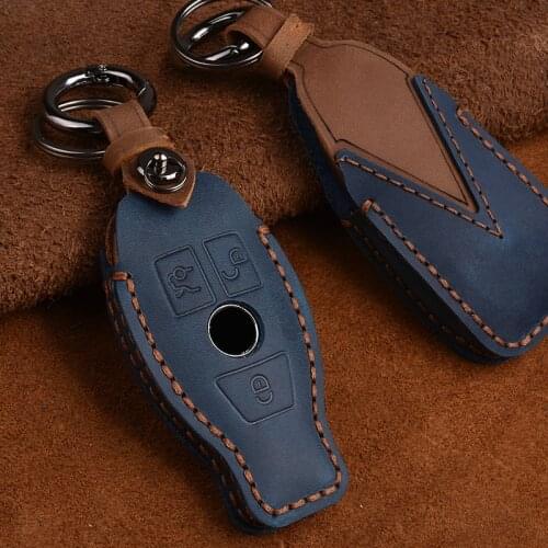 Leather Car Key Case Cover Fob for Mercedes Benz A B GLC CLA GLA CLS S E C Class W204 W205 W212 W176 W222 Bag Protect Covers