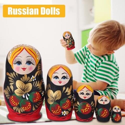 5/10 Layers Matryoshka Wooden Dolls Lovely Cartoon Painted Girl Nesting Russian Dolls Handicraft Home Decor Kid Gift