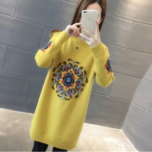 Fashion Women Pullover Sweater Dress Warm Loose Long-sleeve Knitted Autumn Winter Soft Sweaters Plus size Shirt Tops Female