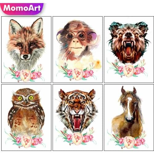 MomoArt 5D DIY Diamond Painting Tiger Full Square Round Diamond Embroidery Owl Animal Rhinestone Art Home Decorations