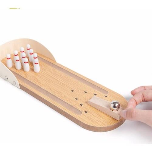 Mini Desktop Bowling Game Toy Set Wooden Parent-Child Interactive Entertainment Table Toy Funny Table Sport