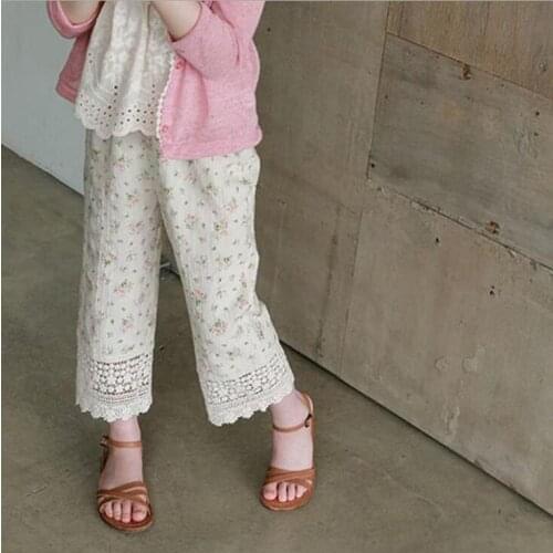 2021 new style girls printed pants cotton summer fashion kids long pants 2-7t YU190