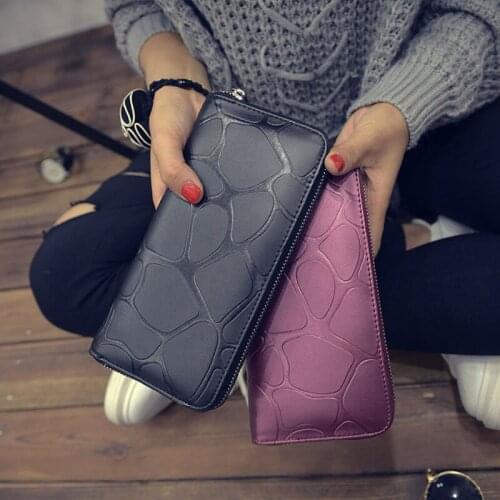PU Leather New Women Clutch Wallet Zipper Design Long Card Holder Purse With Phone Pocket Ladies Girls Solid Wallet