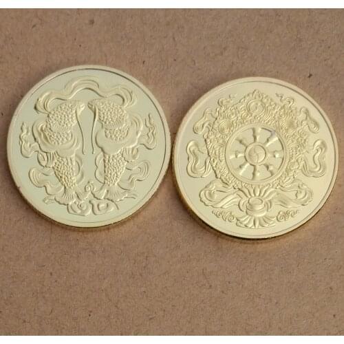 One of the eight treasures of the Buddhist family 30mm Plated Coin Commemorative Coin Badge Medal Collection Best Gift