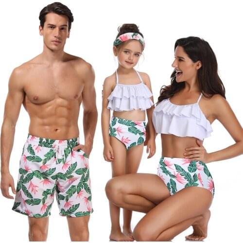 Matching couple outfits matching swimsuits for couples mother daughter father son matching clothes palm leaves swimwear family