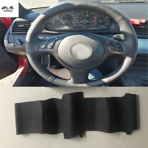 1set Sew-on Microfiber leather car steering wheel cover Car accessories for BMW E46 E39 330i 540i 525i 530i 330Ci M3 2001-2003