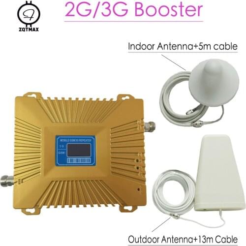 ZQTMAX GSM 3G Repeater 900MHz 2100MHz Cell Phone Signal Amplifier UMTS data Signal Booster + full antenna accessories