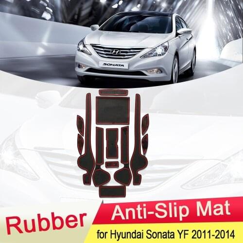 For Hyundai Sonata YF i45 2011 2012 2013 2014 Rubber Anti-slip Mat Door Groove Cup pad Gate slot Coaster Interior Accessories