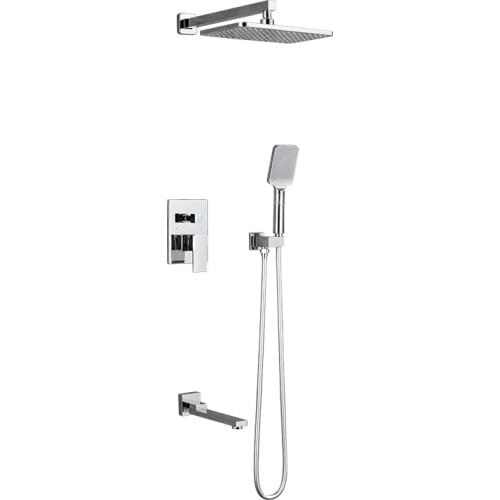 Quyanre Wall Mount Bathroom Rain Waterfall Shower Faucets Set Concealed Chrome Shower System Bathtub Shower Mixer Faucet Tap