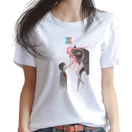 Anime DARLING in the FRANXX Women T Shirt Hiro Zero Two Poster Sweatshirt Gigure 02 Devil Horn COSPLAY Girls ladies tshirt Gift