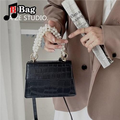 Women luxurious shoulder bag fashion trend messenger bag ladies Versatile pearl chain handbag tote PU leather Satchel