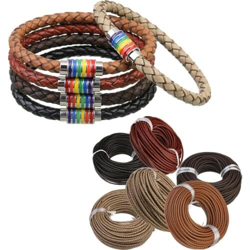 1 Meter Woven with Leather Cord Woven Braided Leather Strap for Bracelet DIY