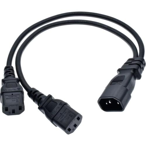 UPS Server Splitter C14 to 2 x C13 Power Adapter Cable Single C14 to Dual 5-15R C13 Short Power Y Type Adapter Cord 10A 250V