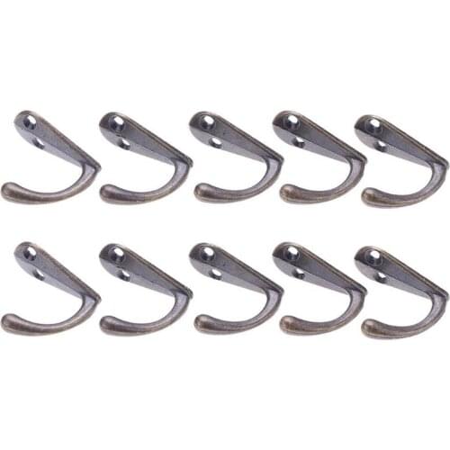 10/20pcs Vintage Hooks Handbag Hanger Hooks Clothes Towel Hanging Hooks Closet Hanger Zinc Alloy Small Single Hook With Screws