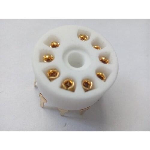 10pcs ceramic tube seat Small 9 pin GZC9-A-G gold foot 9 pin for 12AX7 12AU7 tube socket PCB