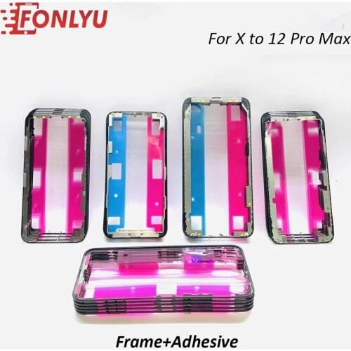 10pcs/Lot Top Quality ORI Front Bezel Frame with Adhesive Tape for iPhone 12 11 Pro Max Replacement Glass Frame LCD Repair