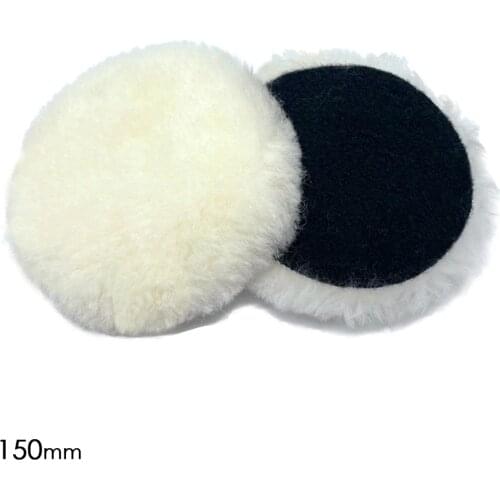 2pcs 6" inch 100% Wool Hook & Loop Buffing Pad 150mm Polishing Bonnet Car Waxer Attachment
